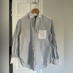 rag & bone Striped Button-Down Shirt in Blue and White